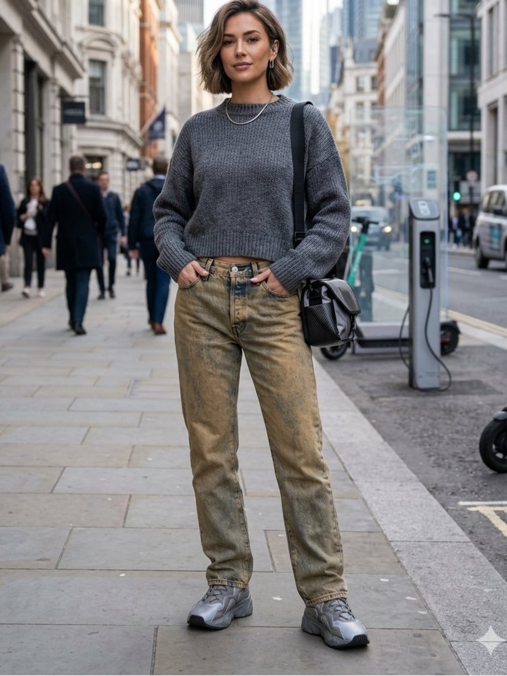 Levi's Two-Tone Washed Blue and Tan Denim Jeans